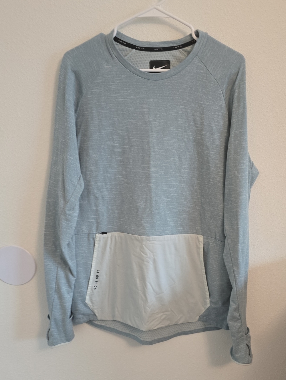Nike Light Blue Long Sleeve Sweatshirt with Cream Front Pocket